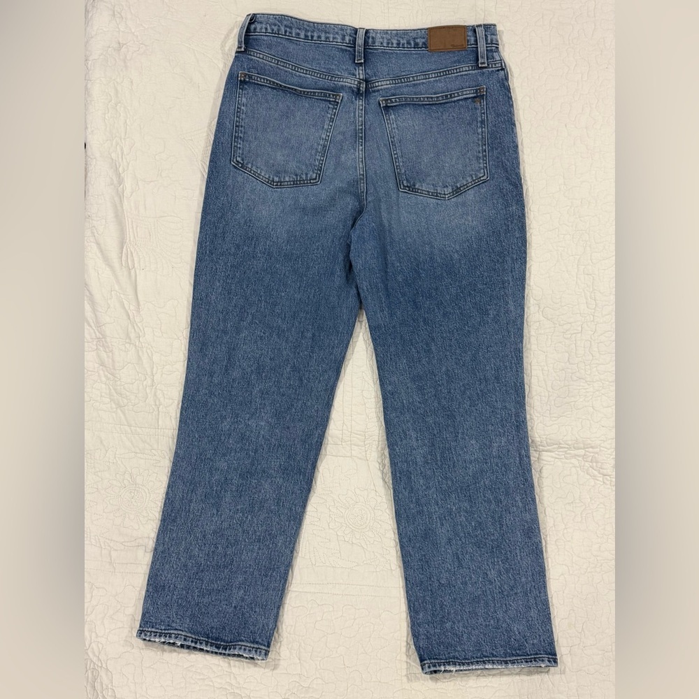 Madewell Womens Distressed Straight-Leg Blue Jeans Size 31 - Picture 2 of 12